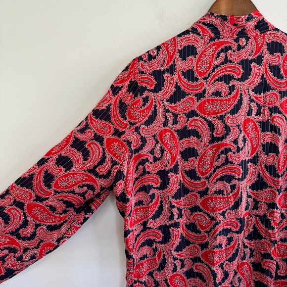 Boden Tie Neck Mini Dress in Red and Blue Paisley Cluster Twee Women’s Size 14 - Picture 13 of 16